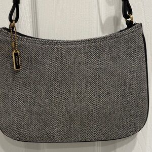 Coach Gray Herringbone Shoulder Bag with Gold Accent NWOT